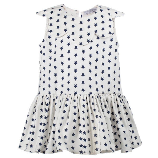 vestito da bambina Aurora a stelle blu inn cotone