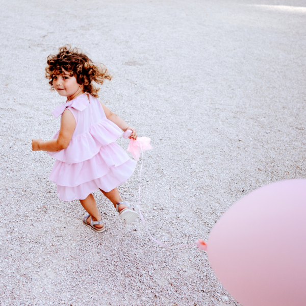 Abito cerimonia bambina lilla in cotone