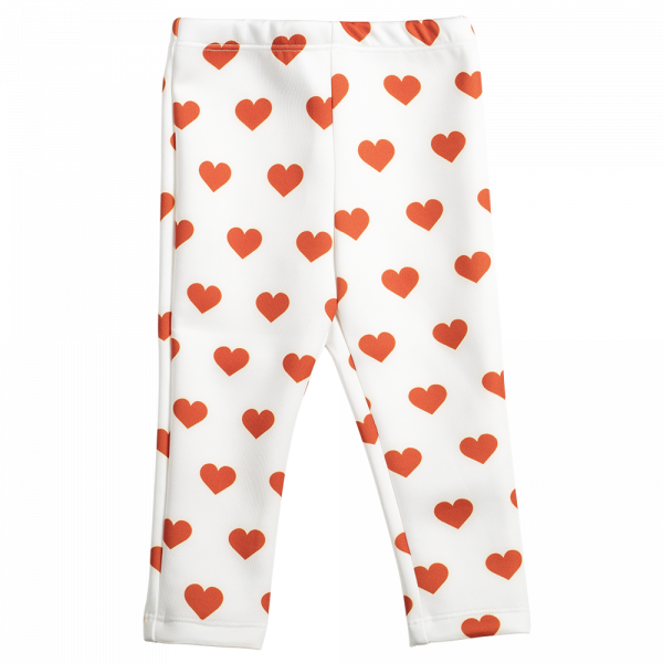 pantalone da bambina a cuori rosso e bianchi