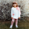 completo da bambina in felpa maglia e pantaloni con fiori