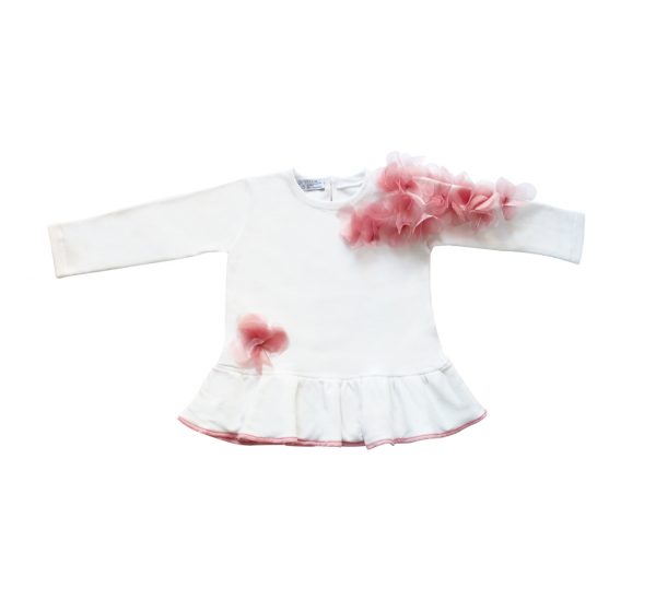 maglia bianca con fiori in felpa da bambina