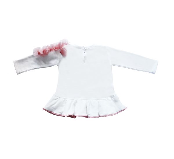 maglia da bambina bianca con fiori rosa in felpa