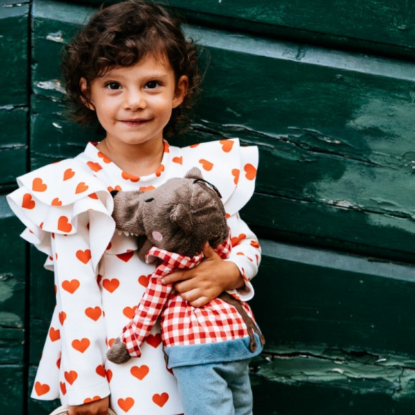 completo a cuori bianco da bambina fino a 3 anni