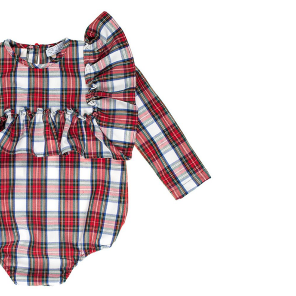 dettaglio camicia body da bambina scozzese