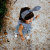 fascia per capelli Linda a righe blu in cotone