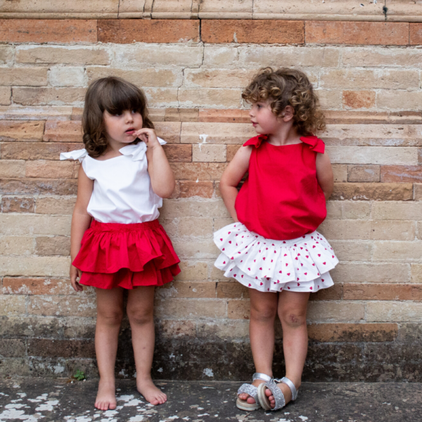 Body rosso da bambina in cotone