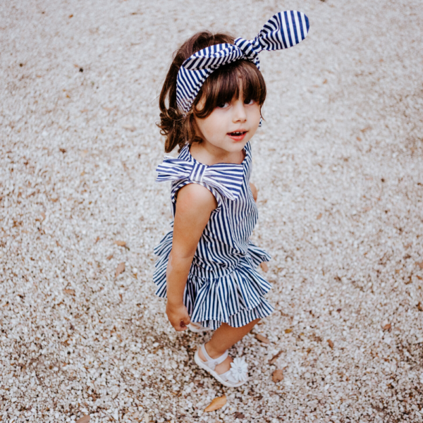 fascia linda a righe blu in cotone