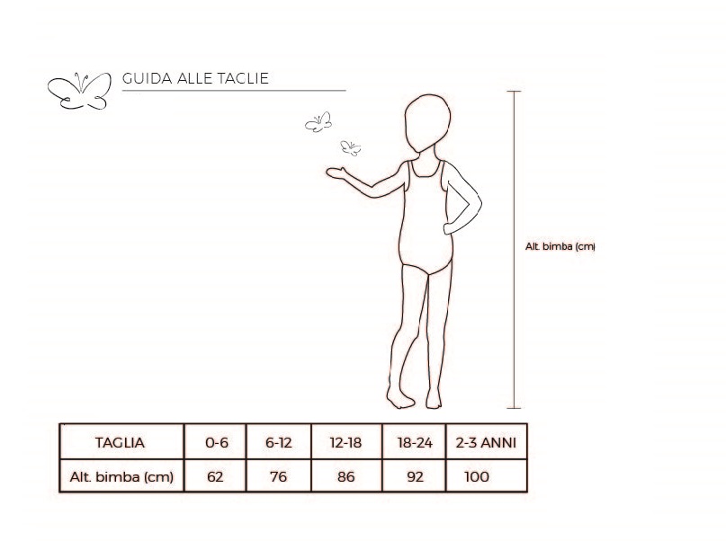 Guida alle taglie Body a cuoricini gialli Ioris in cotone allegro