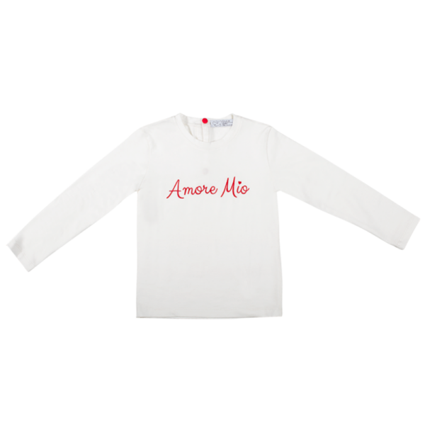 maglia da bambina bianca con scritta amore mio