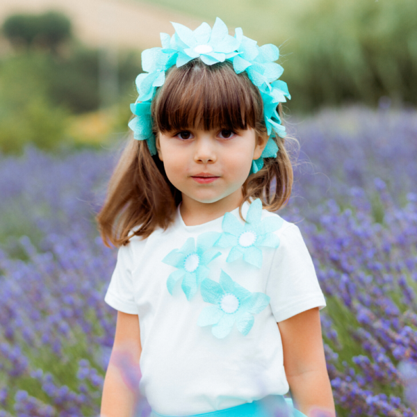 maglia in cotone con fiori tiffany da bambina
