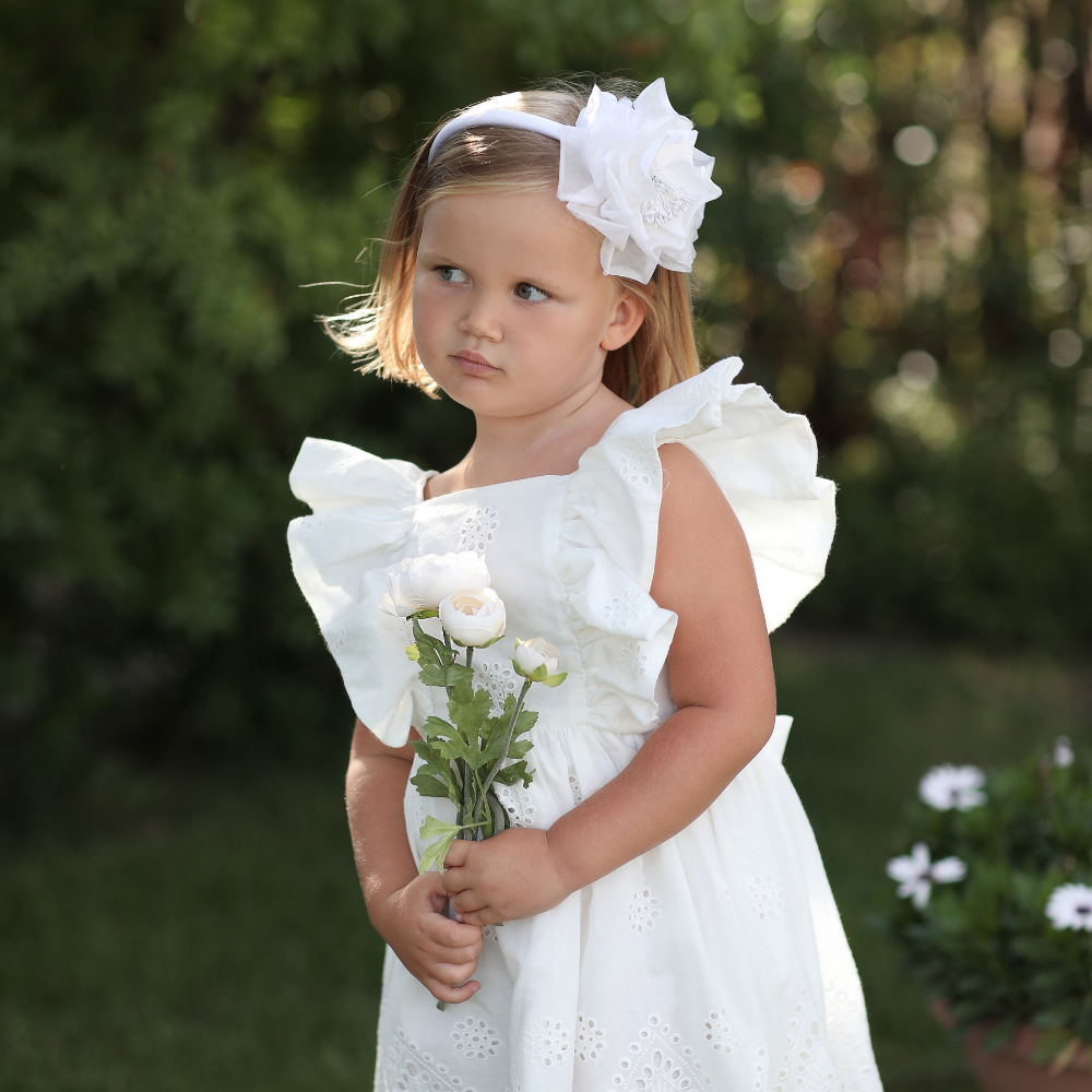 Cerchietto per capelli bambina con fiore bianco - Giulia Mantelline