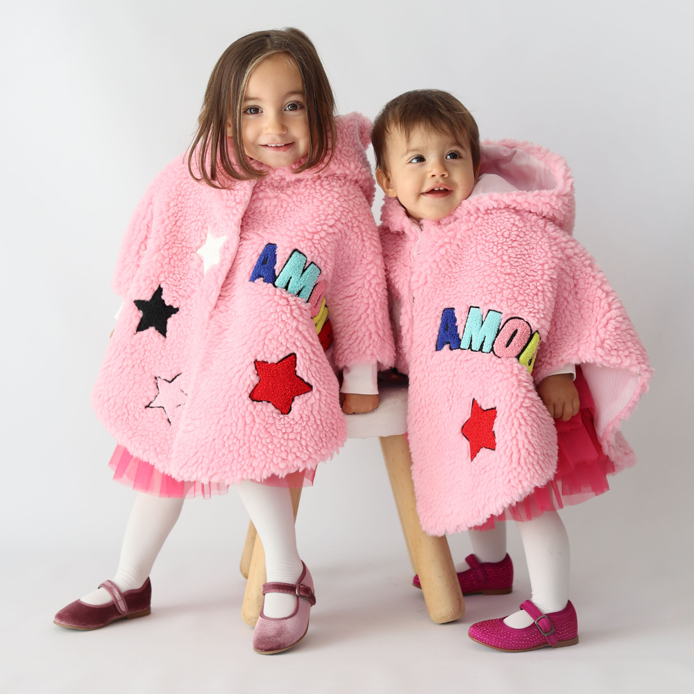 mantellina teddy rosa Amour per bambine da 0 a 5 anni