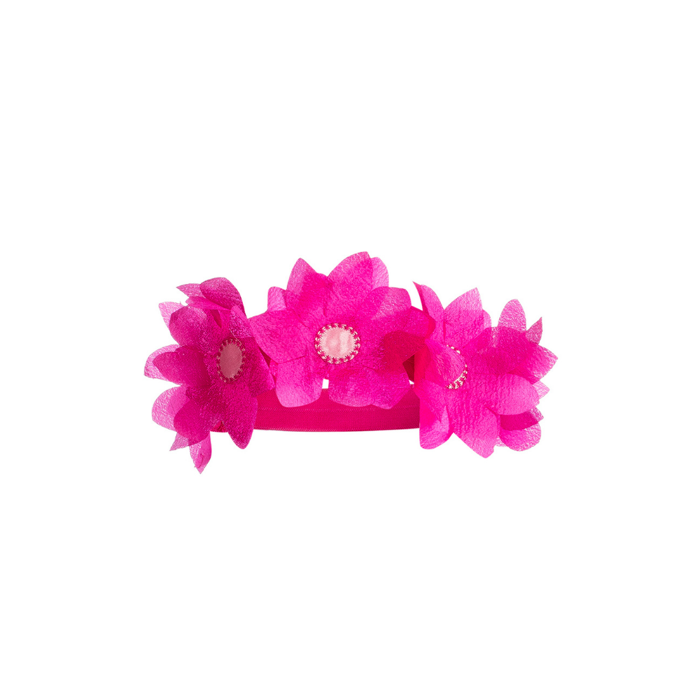 Fascia per capelli da bambina con fiori color fuxia Giulia Mantelline