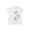 Maglietta a manica corta Alice in cotone con farfalle ricamate in 3 d a righe azzurrre Giulia Mantelline