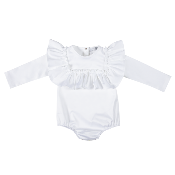 camicetta body bianco da bambina in cotone