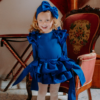 fascia fiocco in raso e cotone bluette da bambina