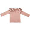 maglia ruches rosa a manica lunga di cotone caldo da bambina
