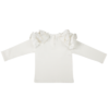 maglia bianca con balze sulle maniche da bambina