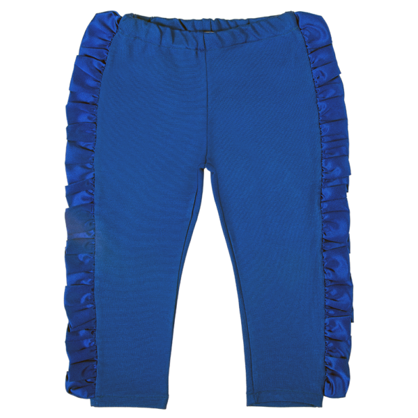 pantalone in cotone e raso bluette da bambina