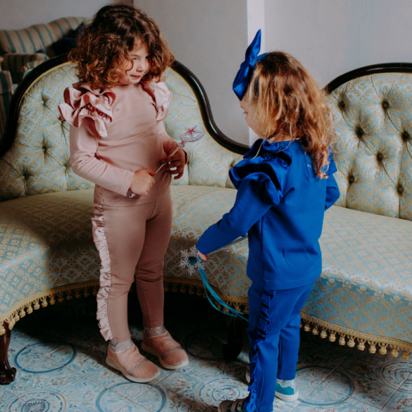 maglia e pantalone in cotone caldo da bambina