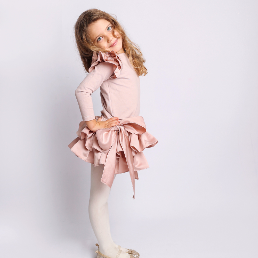 gonna da bambina con fiocchi color rosa disponibile fino a 3 anni