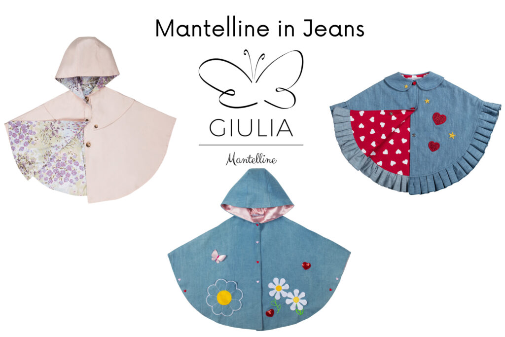 mantellina in jeans per bambine firmata Giulia Mnatelline