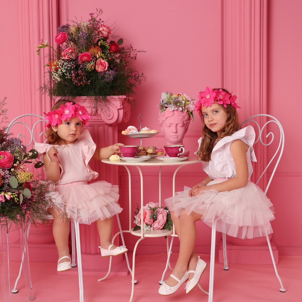 gonna in tulle Sofi rosa e bianca da bambina fino a 5 anni