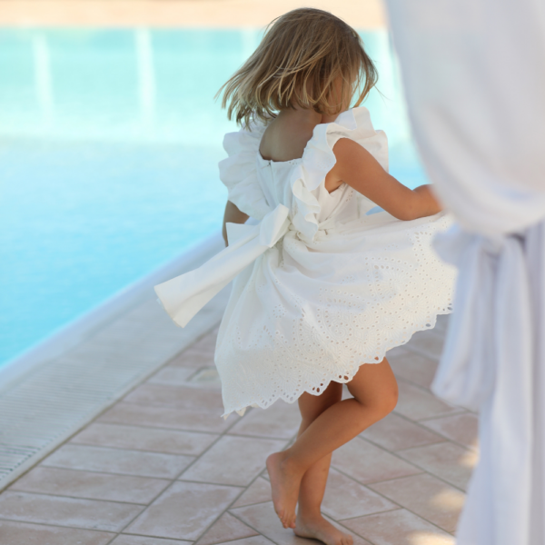 abito da bambina Isabel fino a 5 anni in pizzo San Gallo