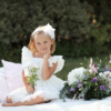 vestito in pizzo San Gallo bianco da bambina