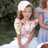 body in cotone elegante bianco a fiori da bambina
