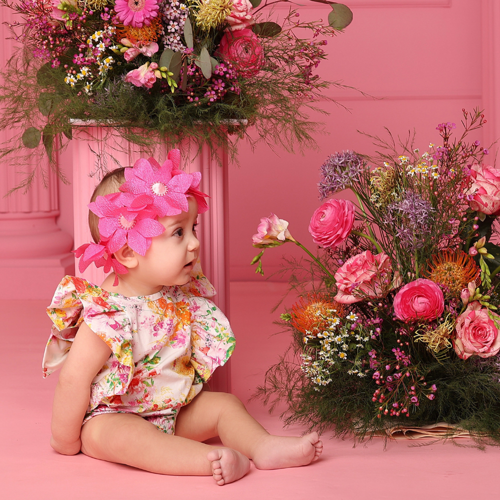 pagliaccetto da bambina in cotone a fiori