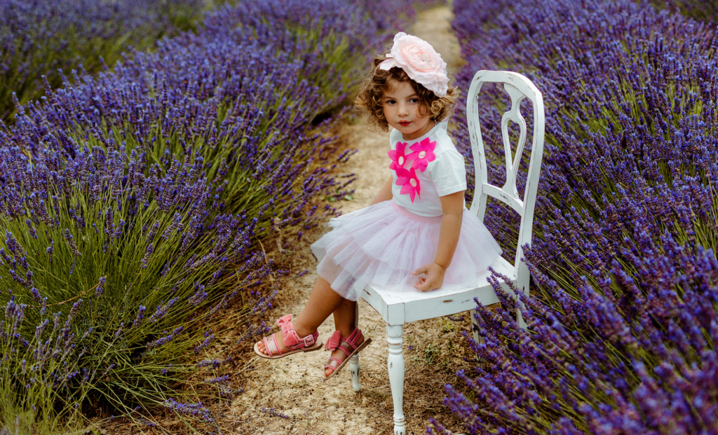 Vestito da fiore di fata farfalla lavanda per ragazze vestito da