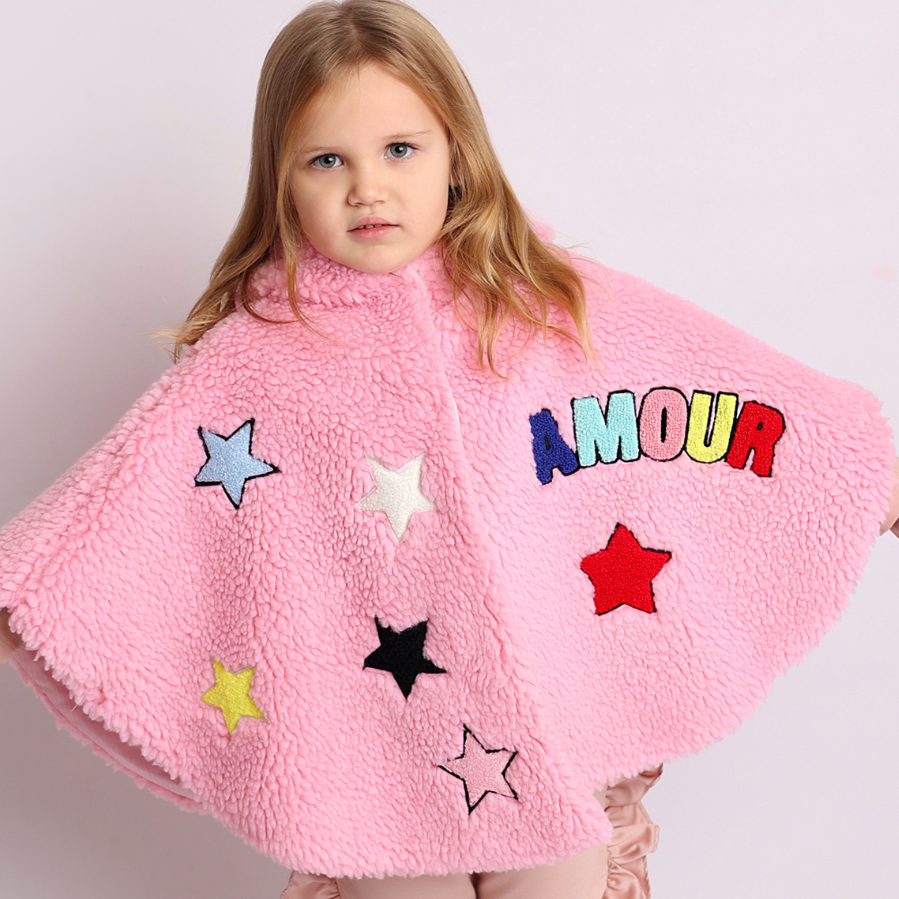 mantellina in pelliccia teddy da bambina fino a 5 anni