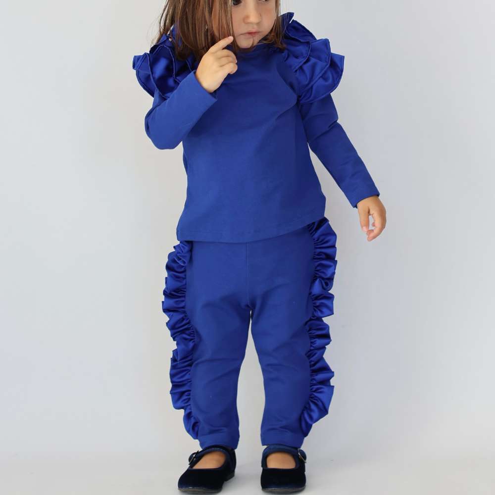 pantalone blu da bambina in calda viscosa