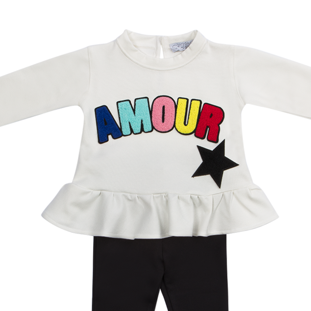 maglia con dettaglio scritta amore e stelle da bambina