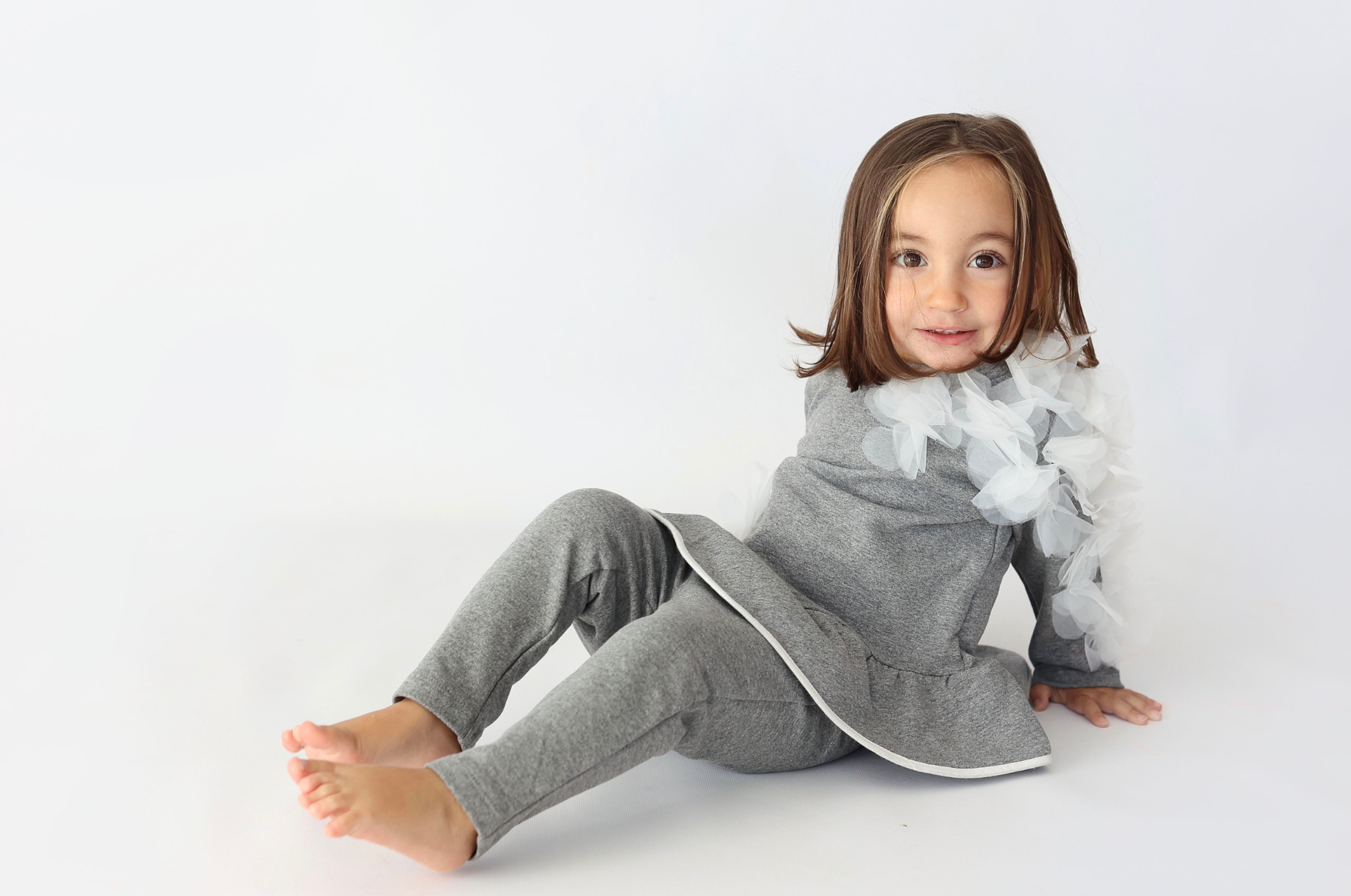 completo in felpa calda maglia e pantalone da bambina