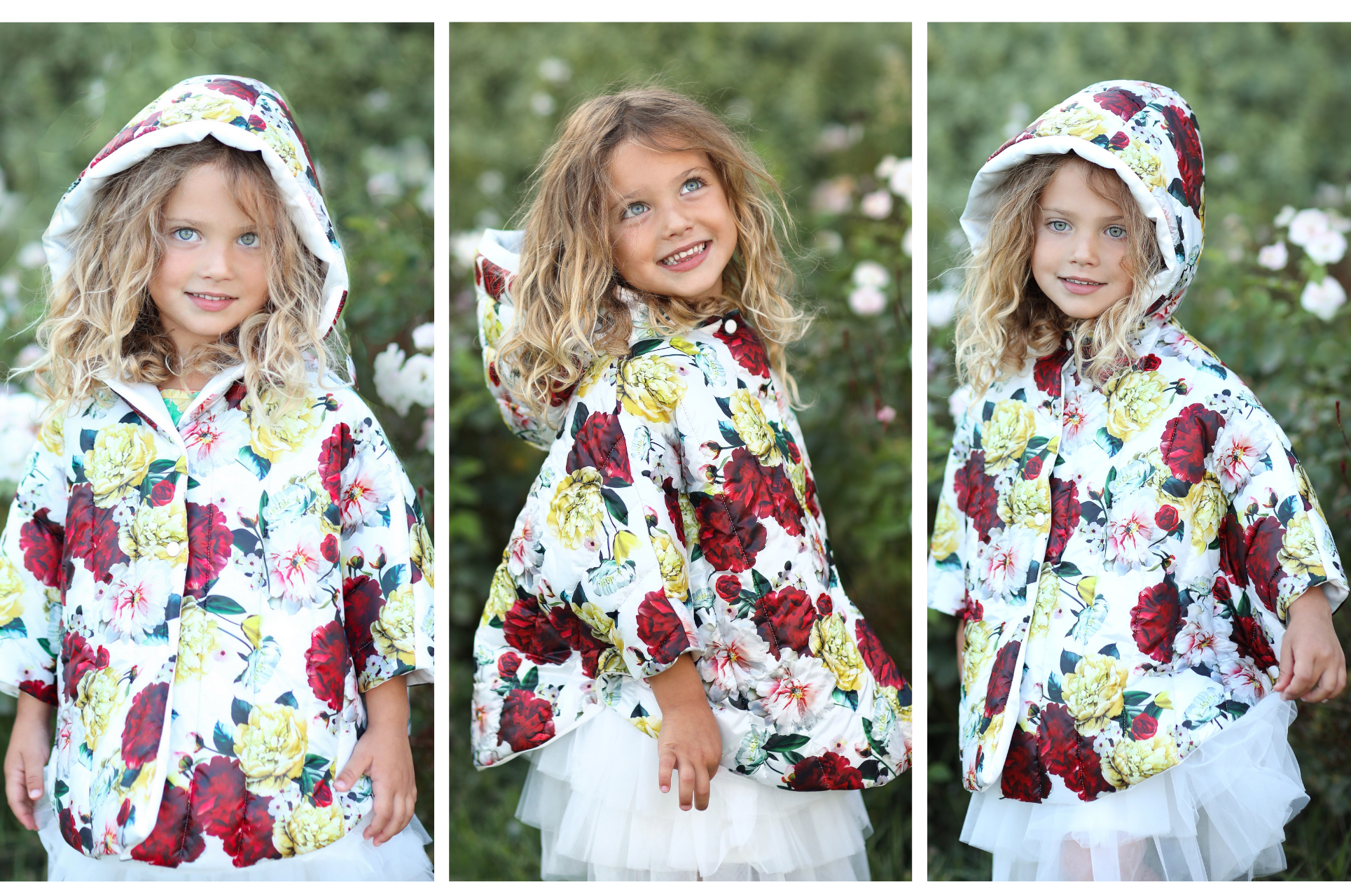 mantellina piumino caldo a fiori in super saldo. Capo spalla abbigliamento bambina, disponibile da 0 a 5 anni 
